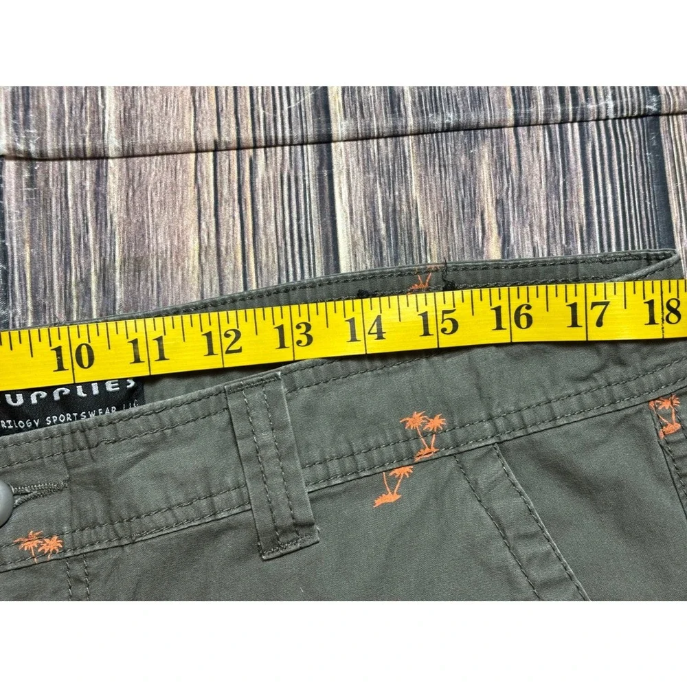Cargo Supplies Mens Cotton Shorts Size 38 Olive Green Palm Tree Print Tropical